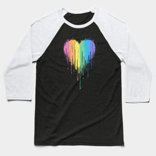 Rainbow Drip Heart Baseball T-Shirt